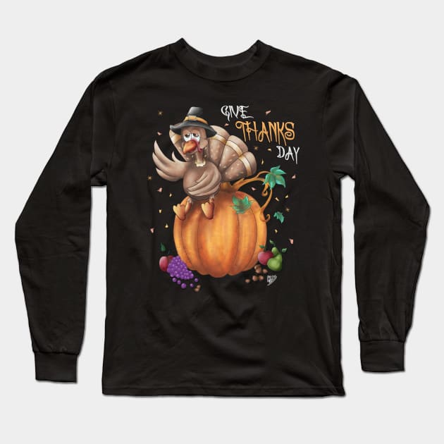 Happy Thanksgiving Long Sleeve T-Shirt by KyasSan